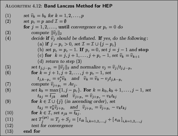 Band Lanczos Method for HEP