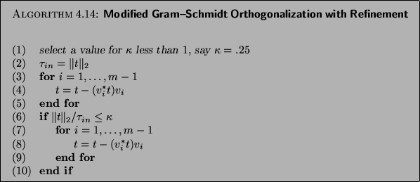 Modified Gram--Schmidt Orthogonalization with Refinement